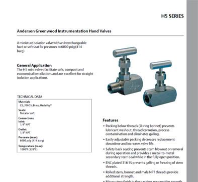 AGI H5 Hand Valve Series